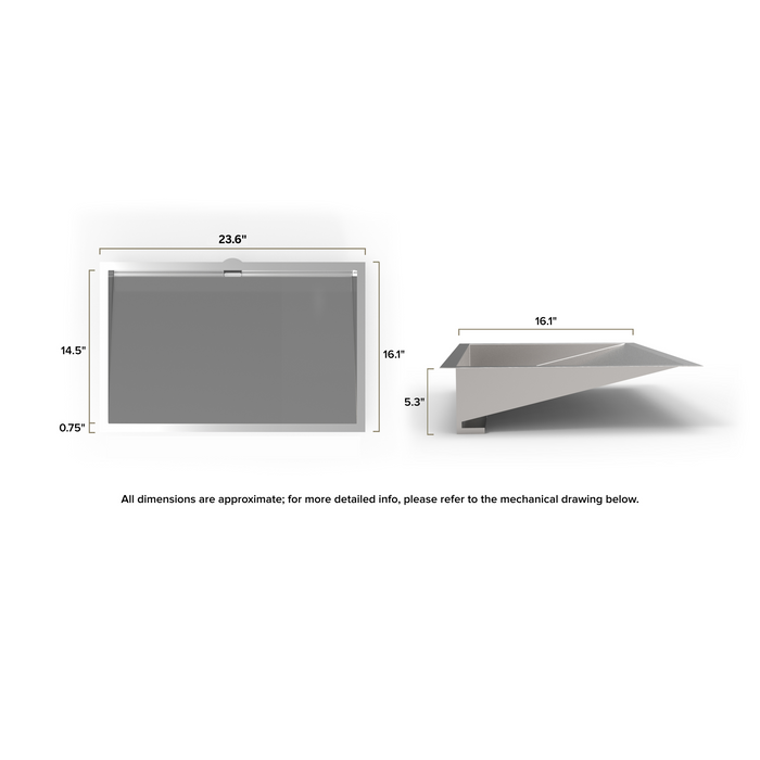 Badeloft ES-UB-04-L Brushed Stainless Steel Undermount Ramp Sink