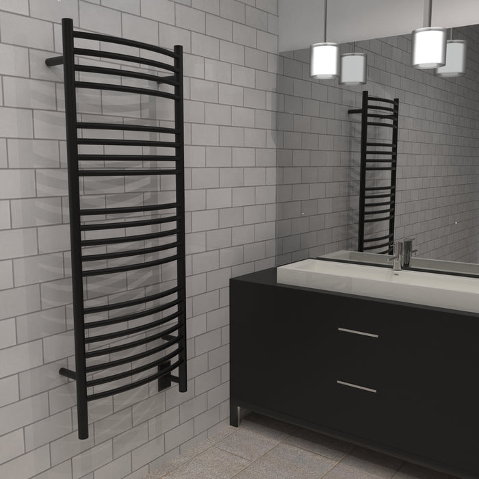 Amba DC16 Jeeves D Curved 16" Wide 20 Bar Hardwired Towel Warmer In Brushed