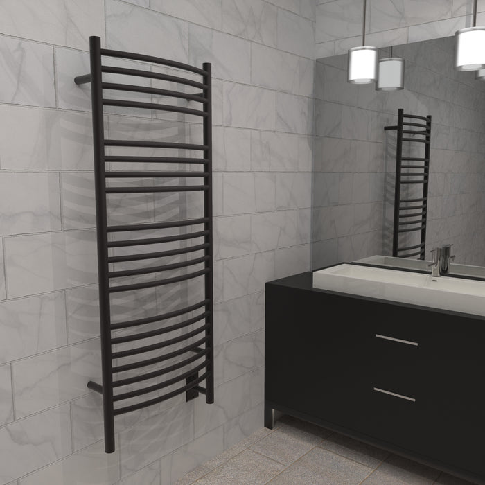 Amba DC24 Jeeves Curved 24" Wide 20 Bar Hardwired Towel Warmer In Brushed