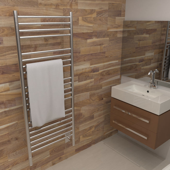 Amba DS16 Jeeves D Straight 16" Wide 20 Bar Hardwired Towel Warmer In Brushed