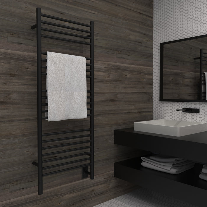 Amba DS16 Jeeves D Straight 16" Wide 20 Bar Hardwired Towel Warmer In Brushed