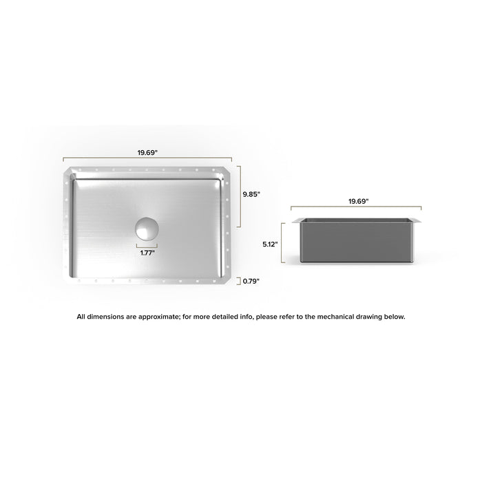 Badeloft ES-UB-03 Brushed Stainless Steel Sink